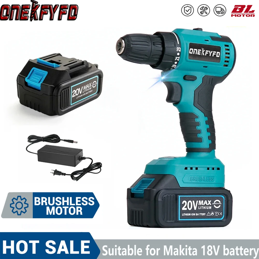 Brushless Electric Impact Drill Chave de Fenda sem Fio Bateria de Lítio Recarregável Chave de Fenda Ferramentas para Makita 18v 10 mm