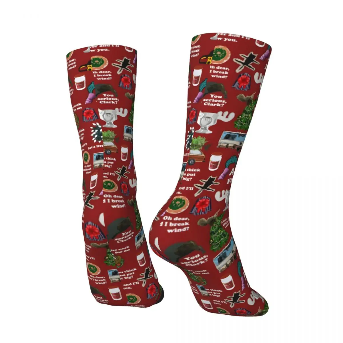 Christmas Vacation Collage Men's Socks Retro Harajuku Street Style Novelty Seamless Crew Sock