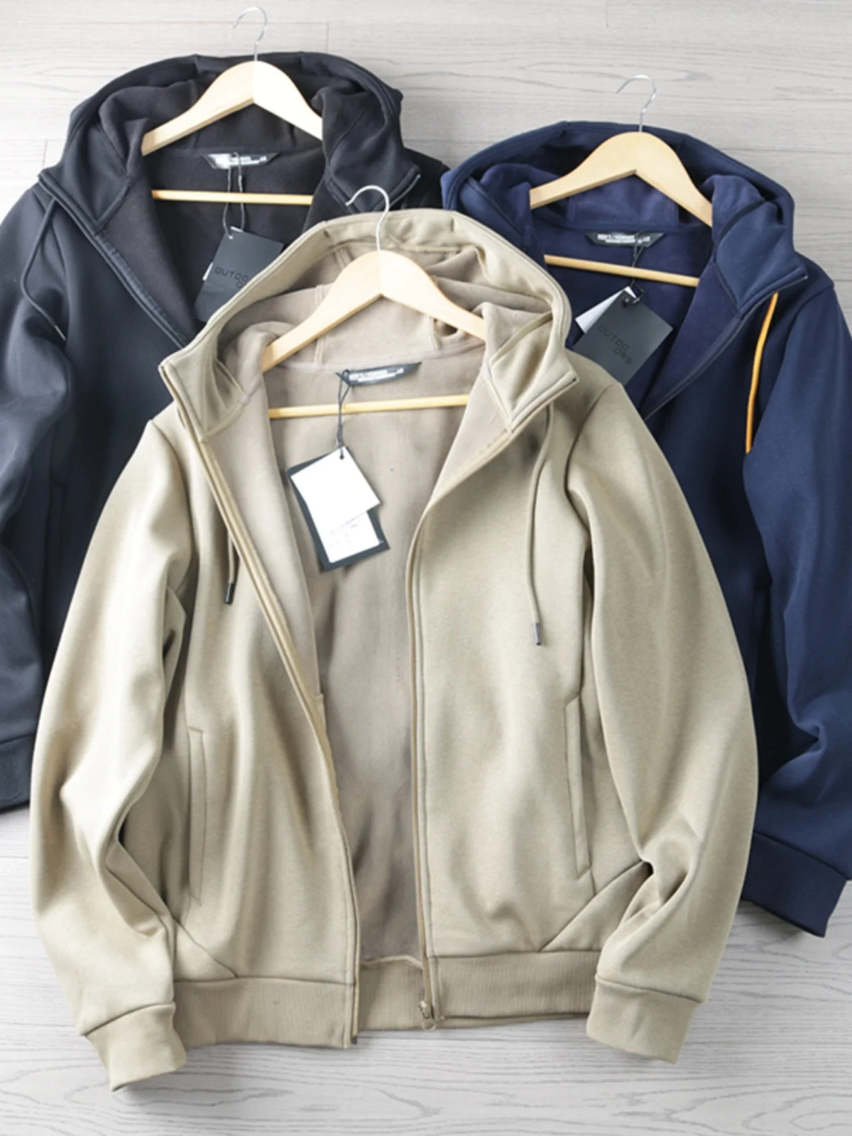 

Men's Fce Lined Thiened Hooded Casual Cardigan Sweater Windproof Warm Autumn Winter Pure Color Trendy Streetwear