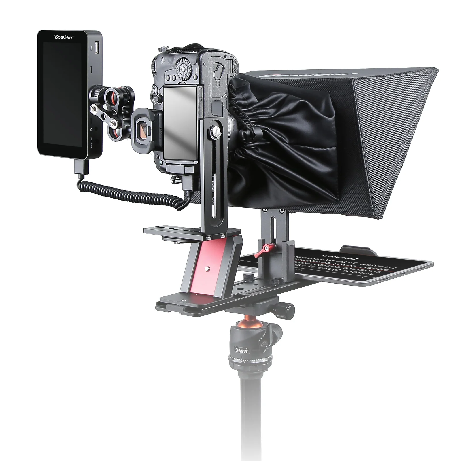 Desview T12S Teleprompter 12.9 inch Aluminium Alloy High Display Glass Teleprompters for iPad Tablet Smartphone for DSLR Camera