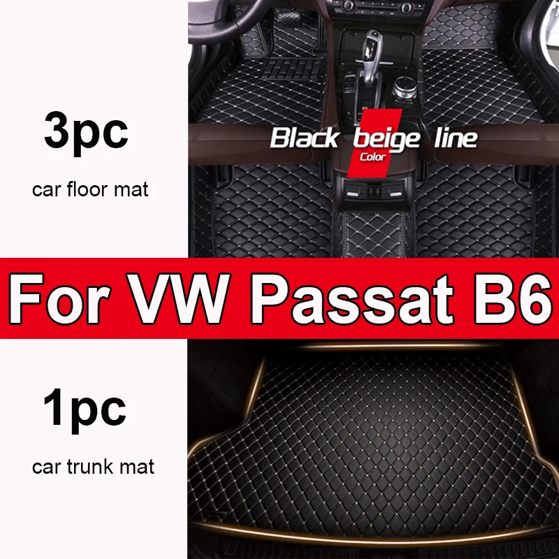 

Custom Automotive Car Floor Mats For VW Passat B6 2007 2008 2009 2010 2011 Auto Luxury Leather Men Women Car Mats Full Coverage