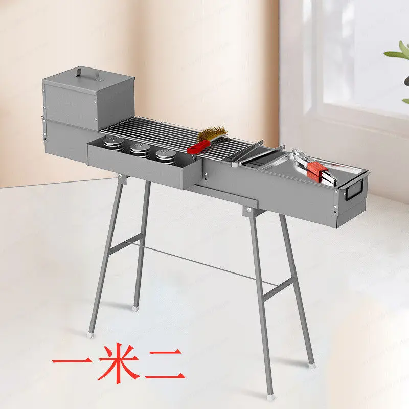 One meter two furnace set Commercial stall BBQ grilled supper stall outdoor large charcoal barbecue stove thickened