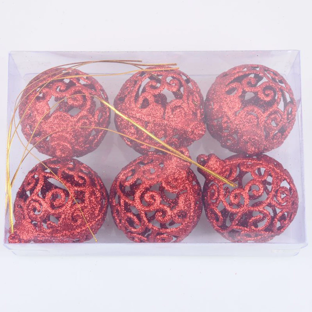 

Christmas Tree Decoration 6cm Shiny Decorative Balls Glitter Hollow Ball Xmas Tree DIY Ornament For Christmas Holiday New Year