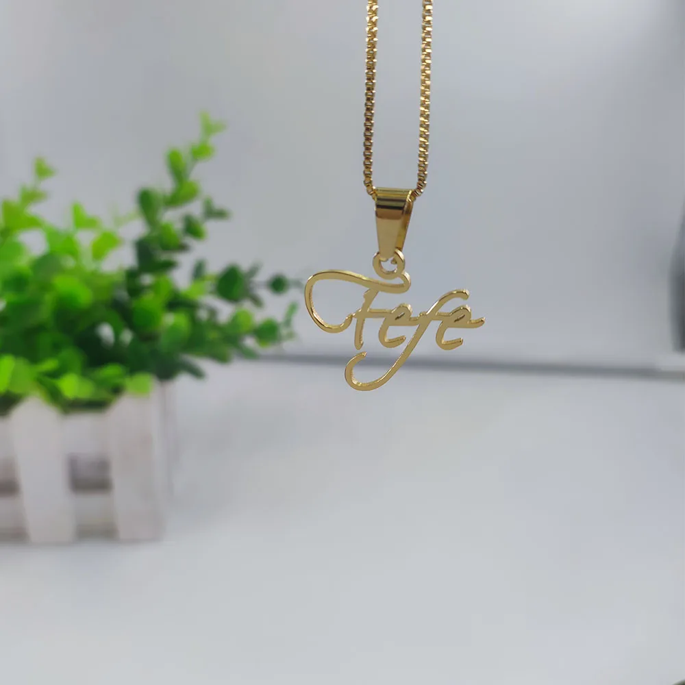 

Custom Script name Necklace Personalized Stainless Steel letter logo nameplate Pendant statement Jewelry