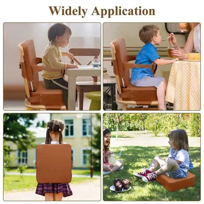 ABKO-Kitchen Chair Booster Seat For Toddlers, Non-Slip Design With Backrest And Adjustable Straps For Dining Table