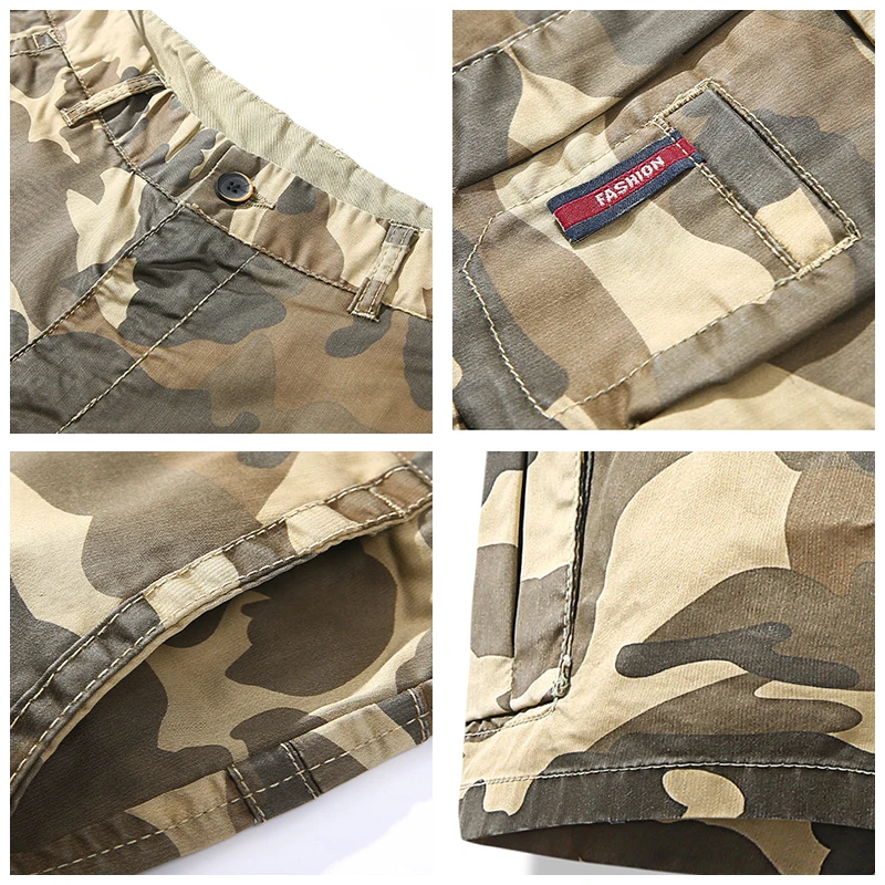 Pantalones cortos elásticos de camuflaje para hombre, Shorts holgados de secado rápido, cómodos, de algodón puro, para verano, 2024