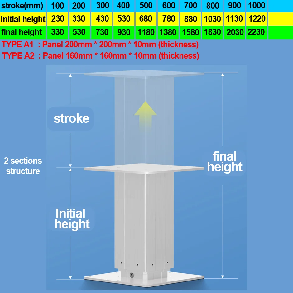 Electric Lifting Column 250kg Load 24V Motor Aluminum Alloy Tatami Underfloor Table Electric Lifting Platform Adjustable Height