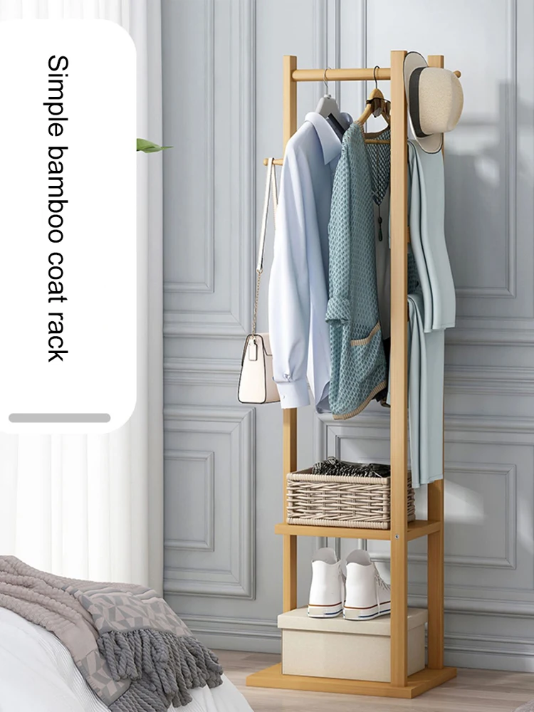 Phyllostachys Pubescens Coat Racks All Solid Wood Floor Mounted Hanger Bold Hanging Rod Multi Function Simplicit Home Furniture