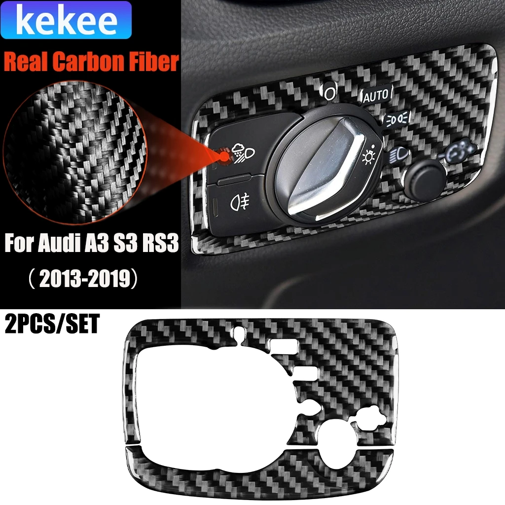

Carbon Fiber Car Accessories Headlight Switch Panel Modified Interior Trim Cover Soft Sticker For Audi A3 S3 RS3 8V 2013-2019