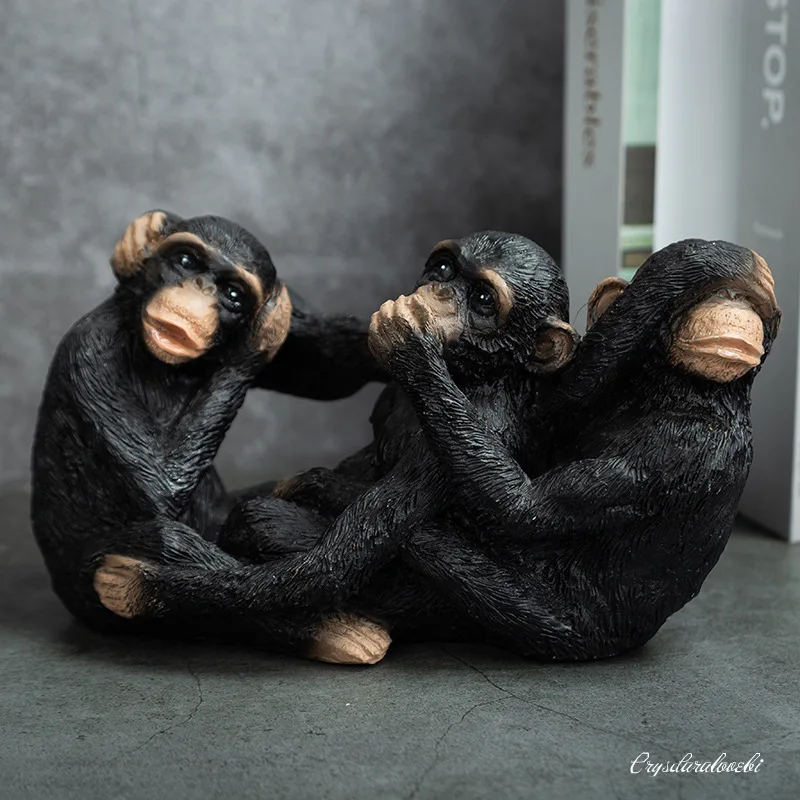 Three Monkeys Home Decor Living Room Decorations Animal Miniature Figurine Furnishings Ornament