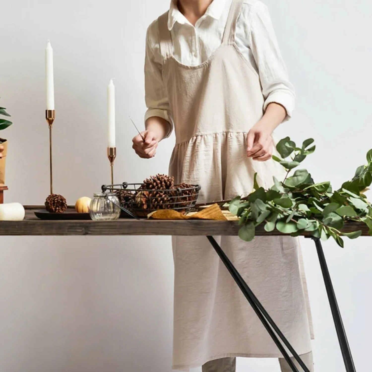 Tablier de Chef à Manches sulfpour Homme, Chapeau Transparent