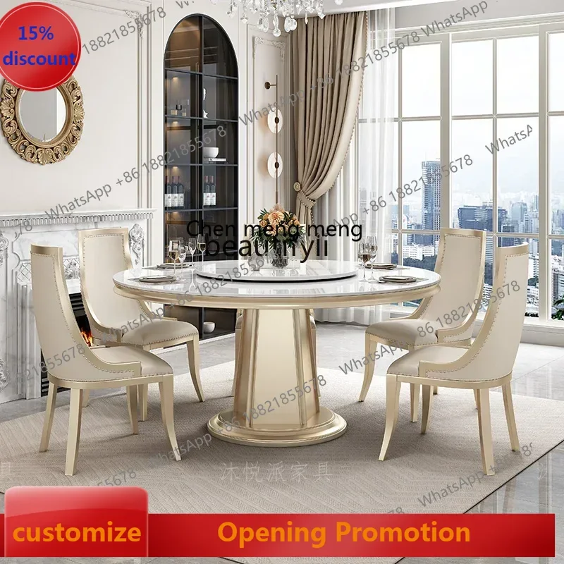 

ss7486 American light luxury slate dining table and chair combination modern simple solid wood dining table for home use New Lig