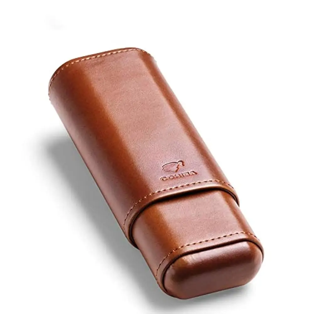 

Free ShippingCigar Case Travel Holder - PU Leather Cedar Wood Lined Brown 2 Ct Sturdy Carry Case - 58 Ring Gauge