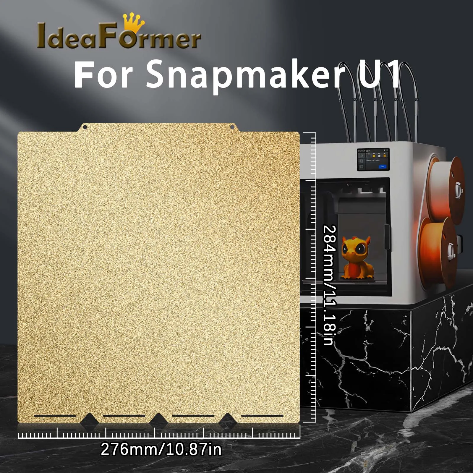 

For Snapmaker U1 Build Plate Spring Steel Sheet PEI Textured 276x293mm Double Sided Plate For SnapmakerU1 3D Printer Heat Bed