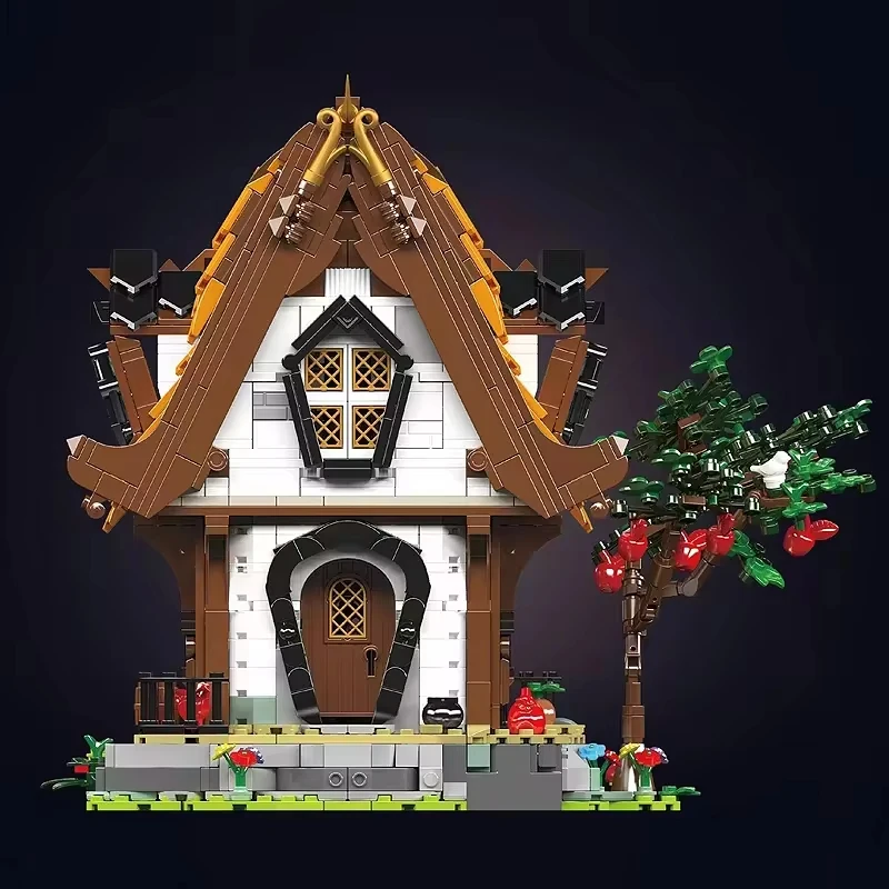 Mould King 16054 Streetview Building Block The Medieval Wooden House Model with Led Part Assembly Brick Toys Kids Christmas Gift