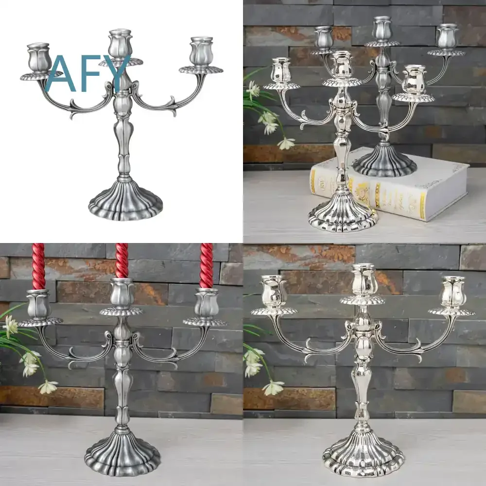 Metal Crafts Home Ornament for Romantic Banquet Wedding Rose Candle Holder Creative European Elegant Utensils for Home Decor