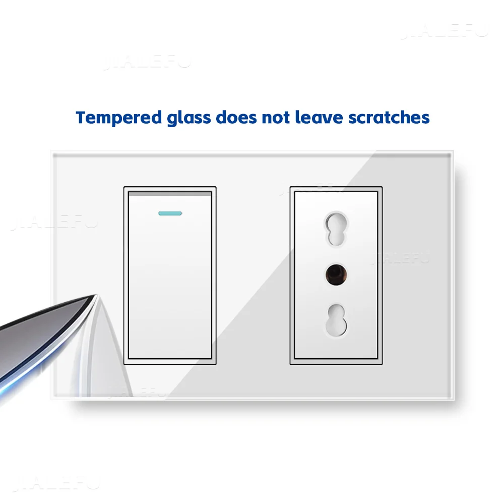 Tempered Glass Two-panel Italian Standard Socket Blank Switch Socket White, Gray, Black, Gold Four Colors Available
