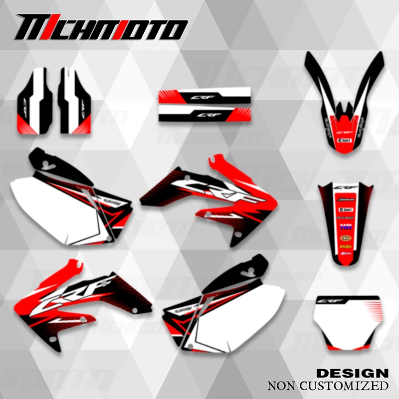 

MCHMFG Full Graphics Decals Stickers Kits For HONDA CRF250R CRF250 2004 2005 2006 2007 2008 2009 Number Name Custom