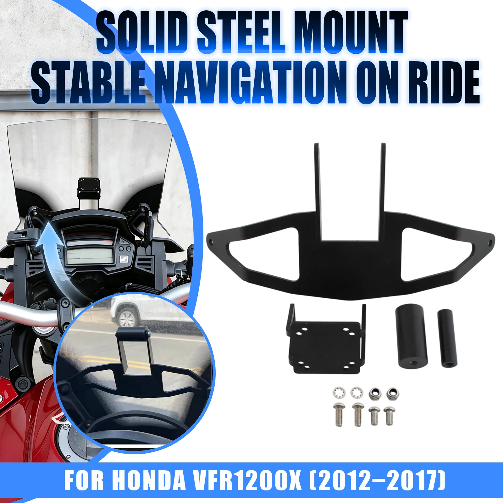 Motorcycle Navigation Phone Mount Bracket For Honda VFR1200X 2012 2013 2014 2015 2016 2017 GPS Holder Black