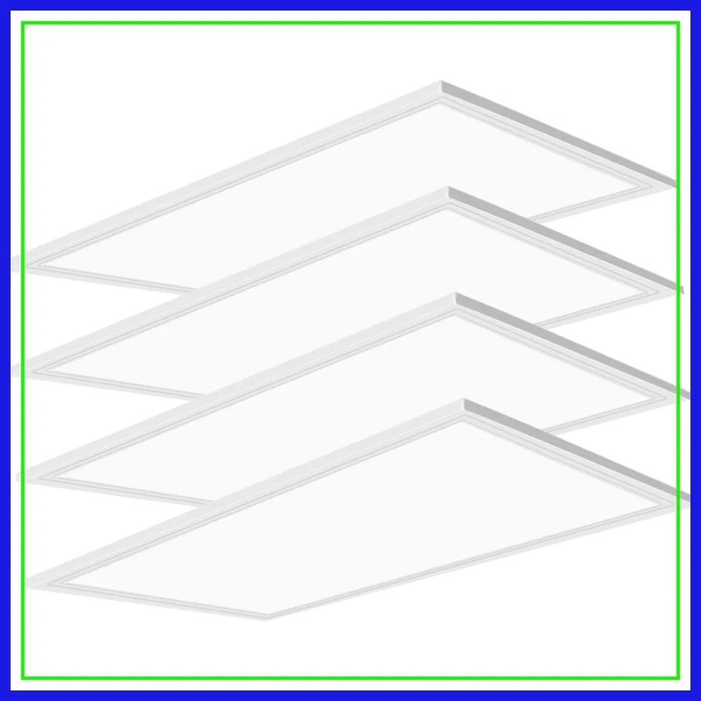 

2x4 LED Flat Panel Light Drop Ceiling 7800 Lumens 5000K 0-10V Dimmable 110-277V Commercial Lighting 4-Pack