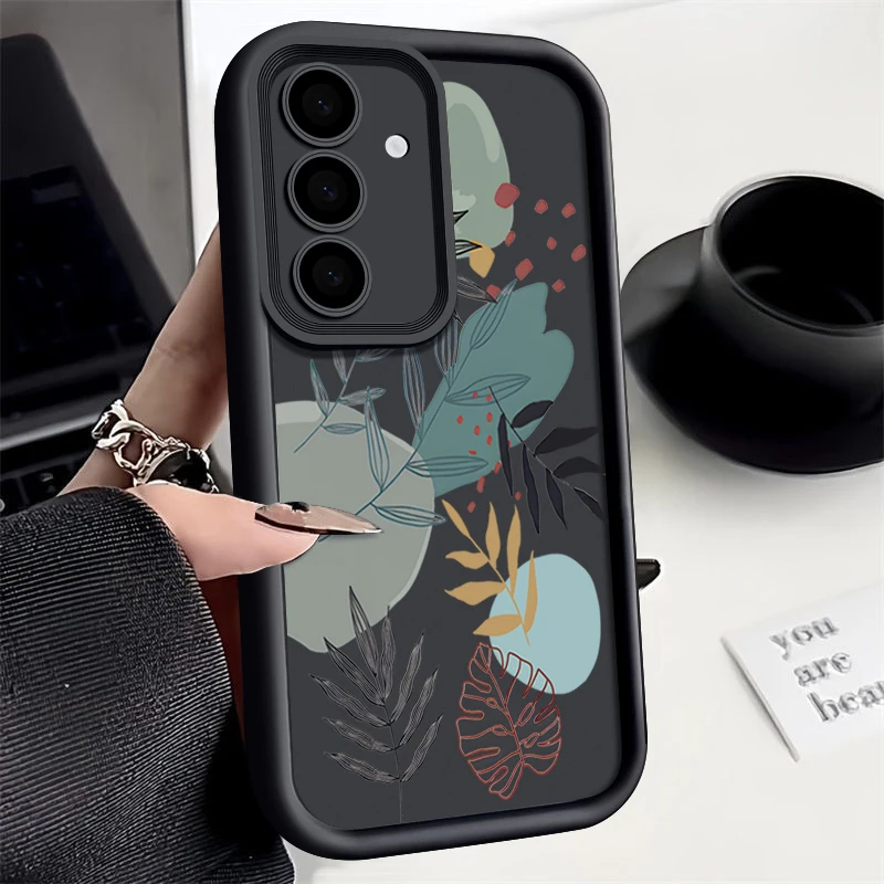 Abstract Plants Case For Samsung Galaxy A55 A14 A53 A54 A56 A35 A36 S25 S24 S23 S22 S21 Ultra Plus S24 FE Soft TPU Phone Cover