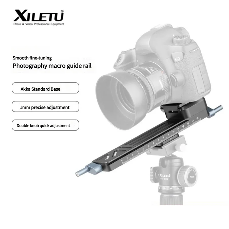 XILETU Manual Sliding Rail Quick Release Clamp Seat Photography Macro Guide Rail for DSLR Arca Swiss Cameras Tripod Accessories