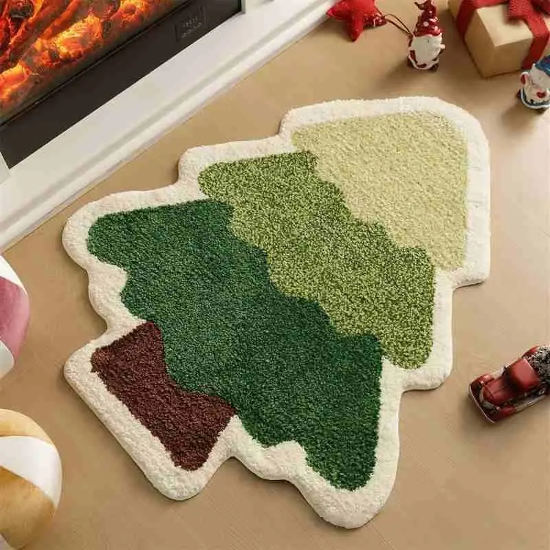 VIKAMA Christmas Rug Nutcracker Xmas Tree Print Soft Area Mat Non Slip For Bedroom Living Room Entryway Holiday Decor