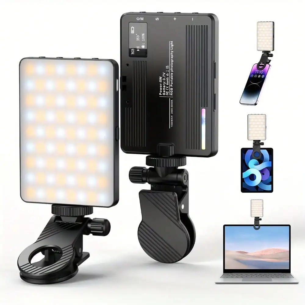 

Rechargeable Selfie Light, Phone Fill Light With Clip, Portable And Detachable Clip On Video Light For Selfie, Makeup, Live Streaming Compatible With Iphone Android IPad Smartphone LED Light Portable LED Video Light Dimmable, Camera & Camcorder Vlogging F