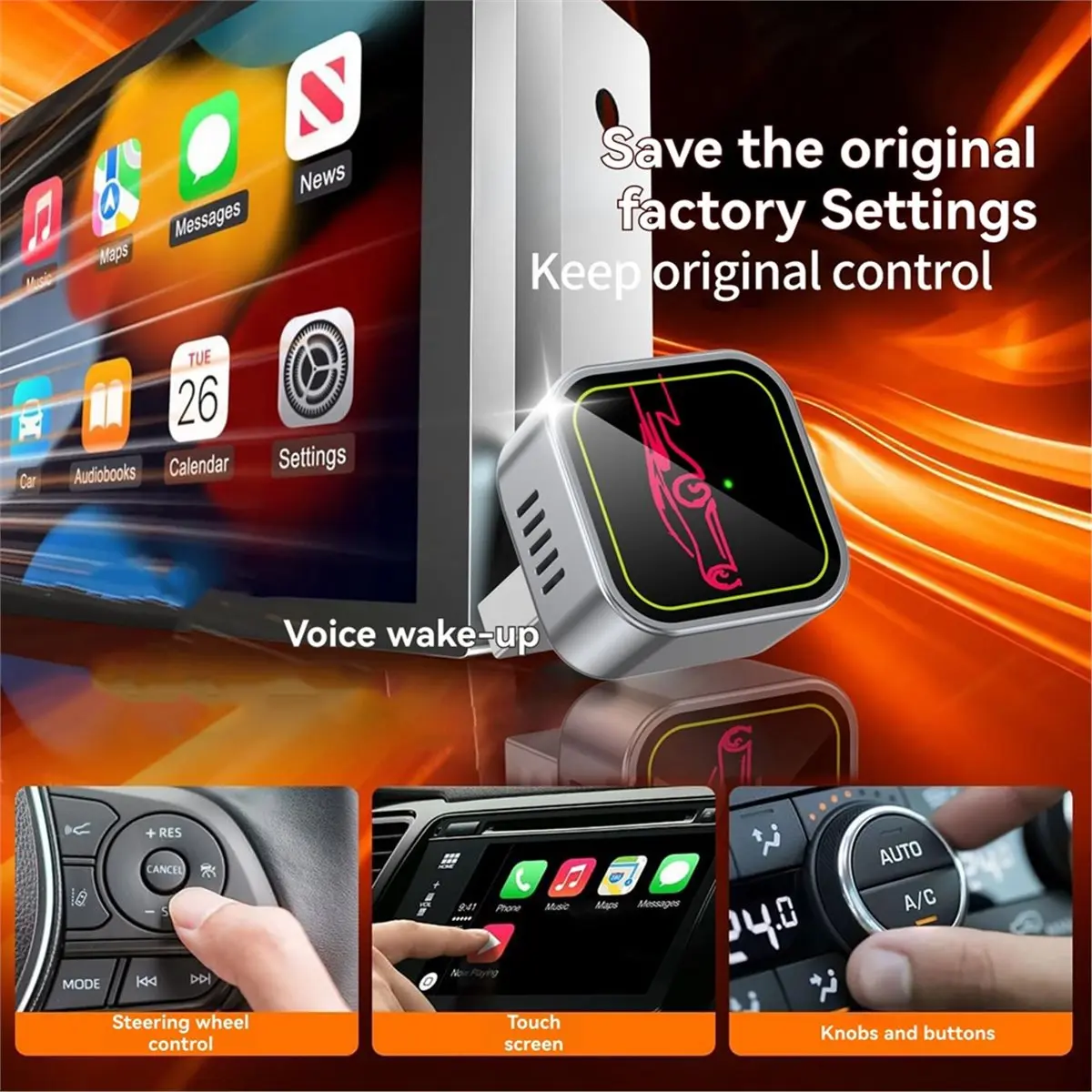 2026 New 2IN1 Wireless CarPlay Android Auto Adapter Smart AI Box BT+2.4G 5G WIFI USB Dongle Convert Wired Carplay to Wireless B