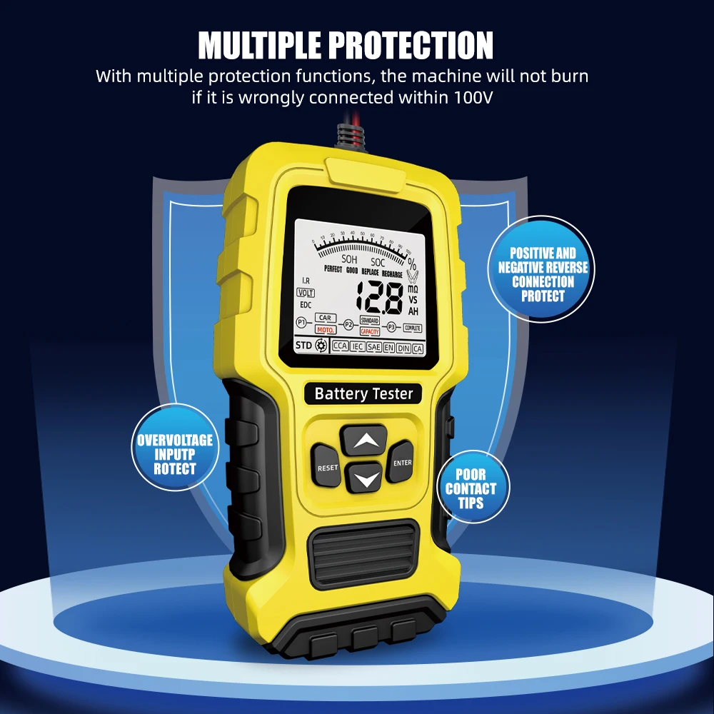 Probador de batería de coche de 12V y 24V, analizador de batería LCD, herramienta de prueba, escáner, analizador Digital de diagnóstico, probador para coche, camión y motocicleta