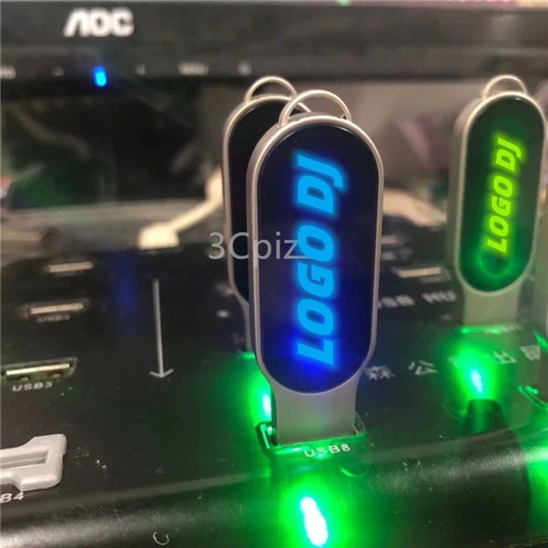 2023 Brand New DJ Creative Colorful LED LOGO USB 2.0 Memory Flash Pendrive 16GB 32GB 64GB 128GB