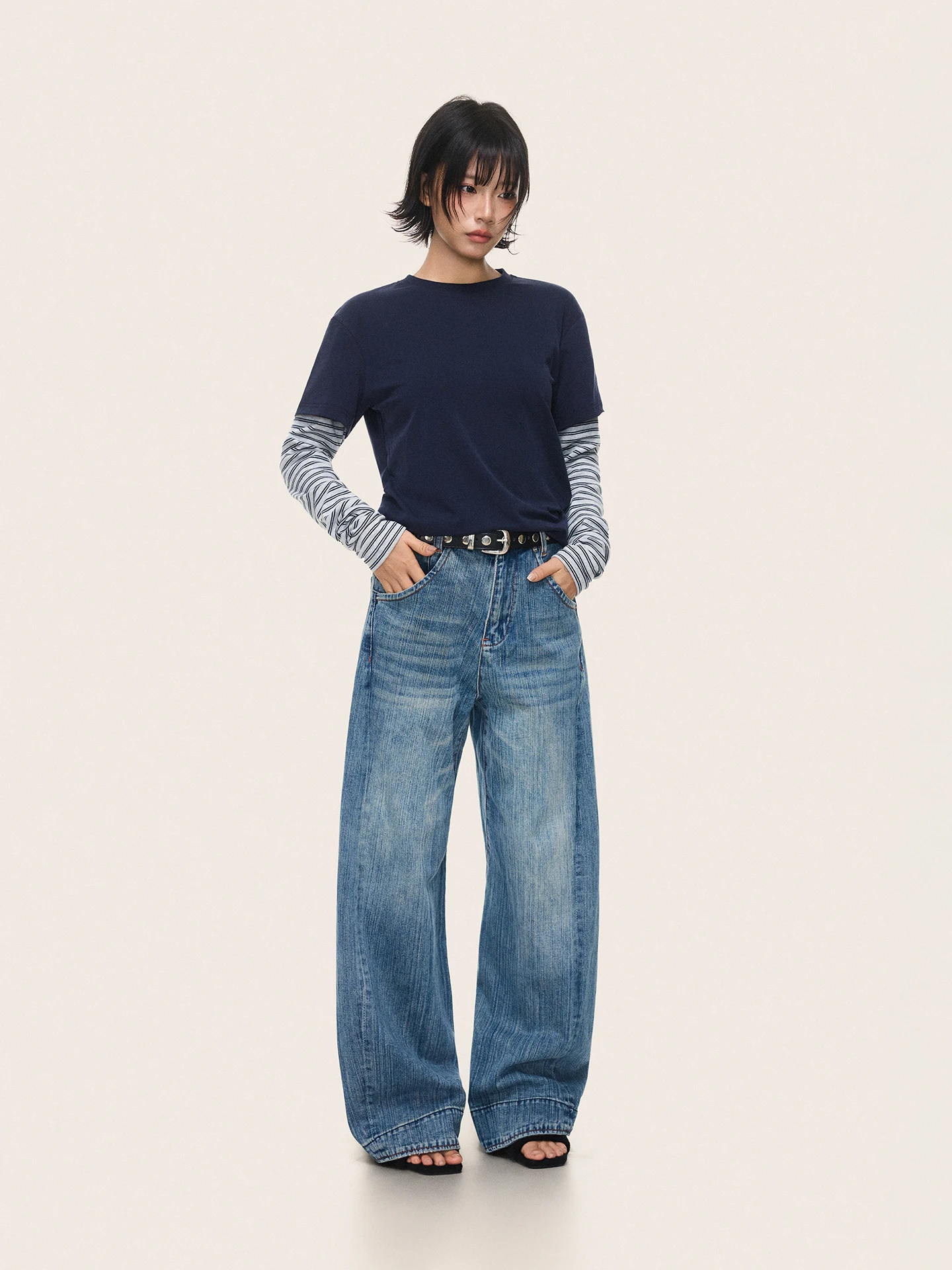 

Джинсы SUNDAYPLAN в американском ретро-стиле, синие, прямого кроя, мужские, из бамбукового волокна, с хлопковой талией, повседневные