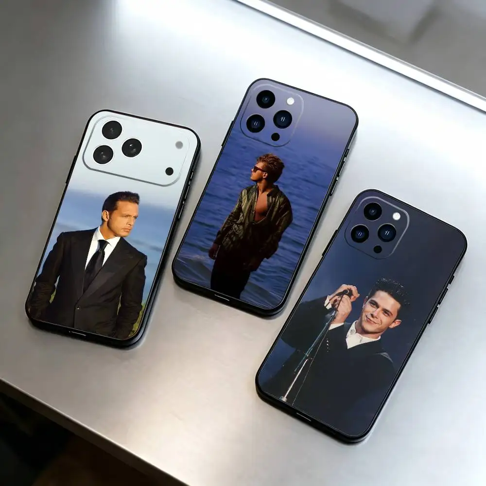 Funda para Teléfono con Diseño de Luis Miguel para iPhone 17, 16, 15, 14, 13, 12, 11 Plus, Pro Max y Otros Modelos, Cubierta Negra Suave