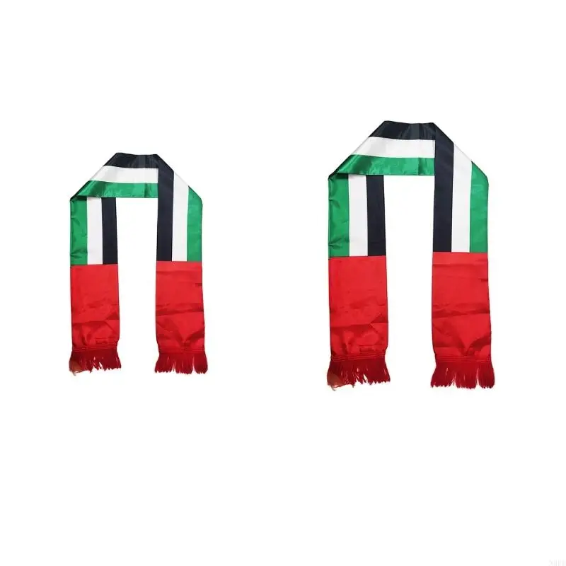 N0PE Digital Print UAE Flags Scarf Long Sash Scarf Women Men Party Gathering Scarf United Arab Emirates Arabian Sash Scarf