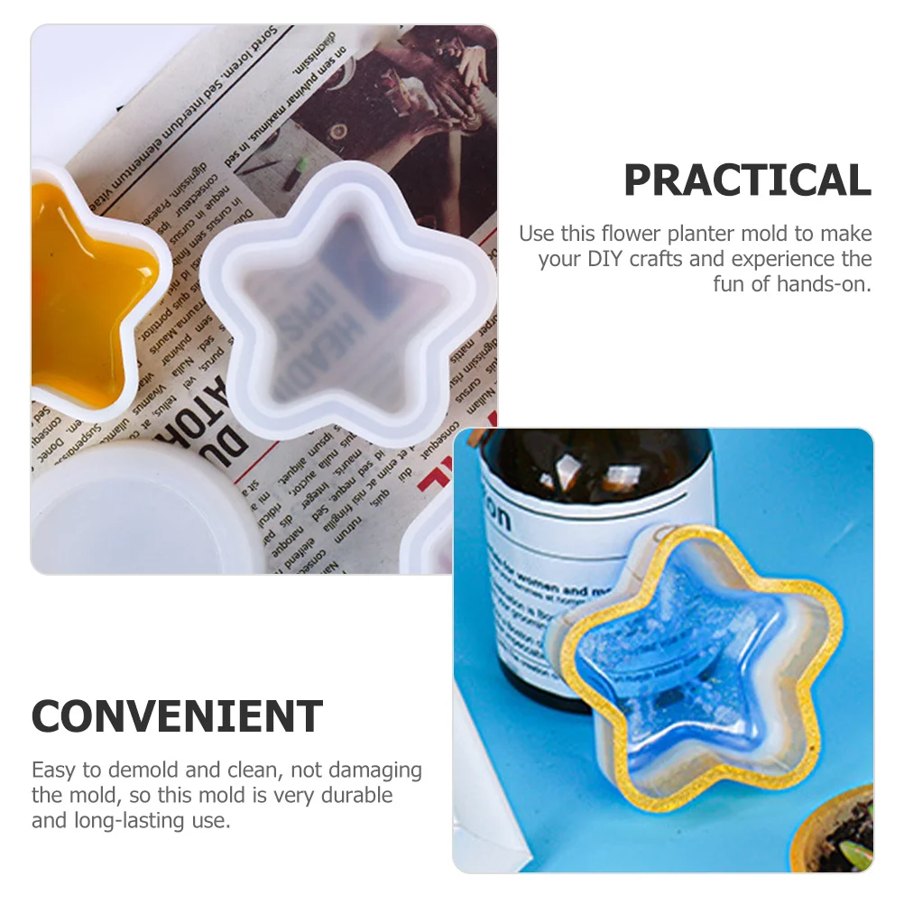 

Star Flower Pot Mold Silicone Planter Casting Mold for DIY Concrete Vase Pen Holder Makeup Brush Organizer Desktop Decor