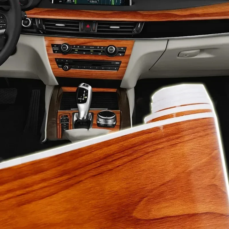 10X100CM Car Vinyl Car Interior Decoration Stickers Self-Adhesive DIY Film Accessories Universal Glossy Car Wood Grain Film