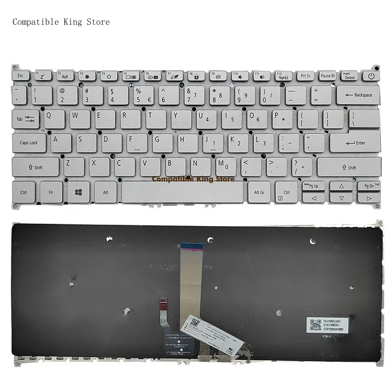 dd New US Layout Keyboard With Backlight For Acer Swift SF314-42 SF314-42-R5NF N19C4 N19H4 SF314-57G-52XG Silver