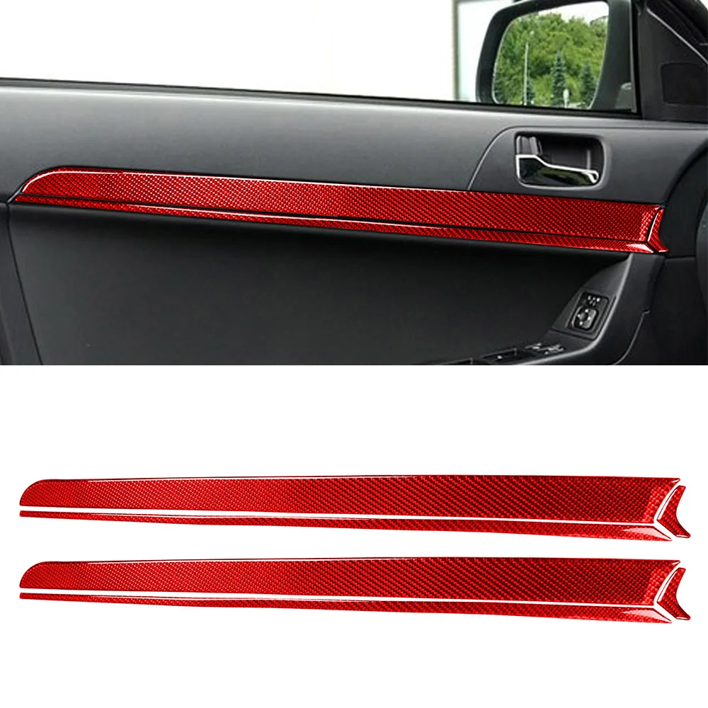 Door Panel Decoration Sticker Decal Cover Trim for Mitsubishi Lancer EVO 2008-2015 Car Interior Accessories Carbon Fiber