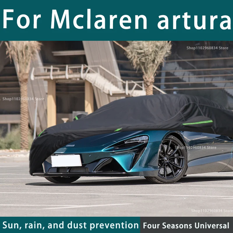 For Mclaren Artura 210T Full Car Covers Outdoor Uv Sun Protection Dust Rain Snow Protective Car Cover Auto Black Cover