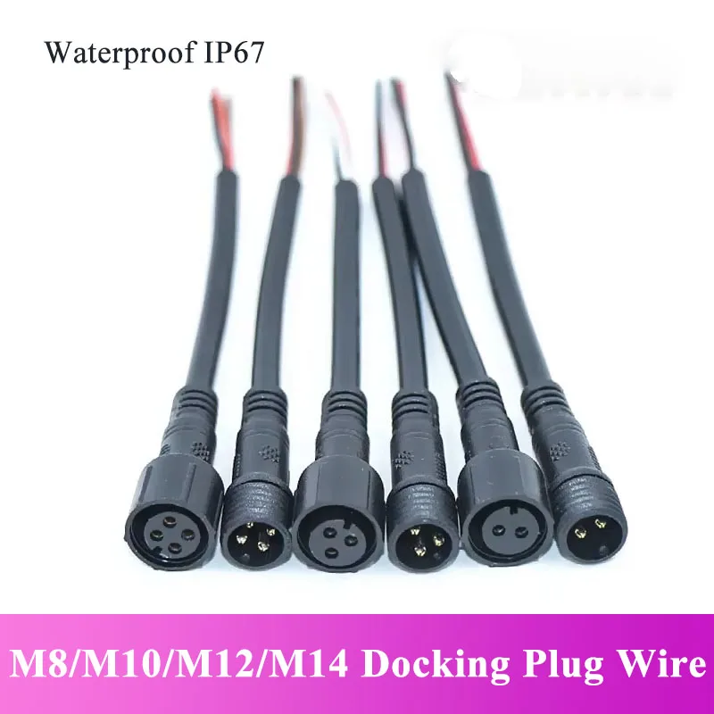 M14 M12 2Pin Male Female Docking Plug Wire Mini 5521DC M8 M10 Solar Energy Light Strip Line Automotive PVC Waterproof Connector