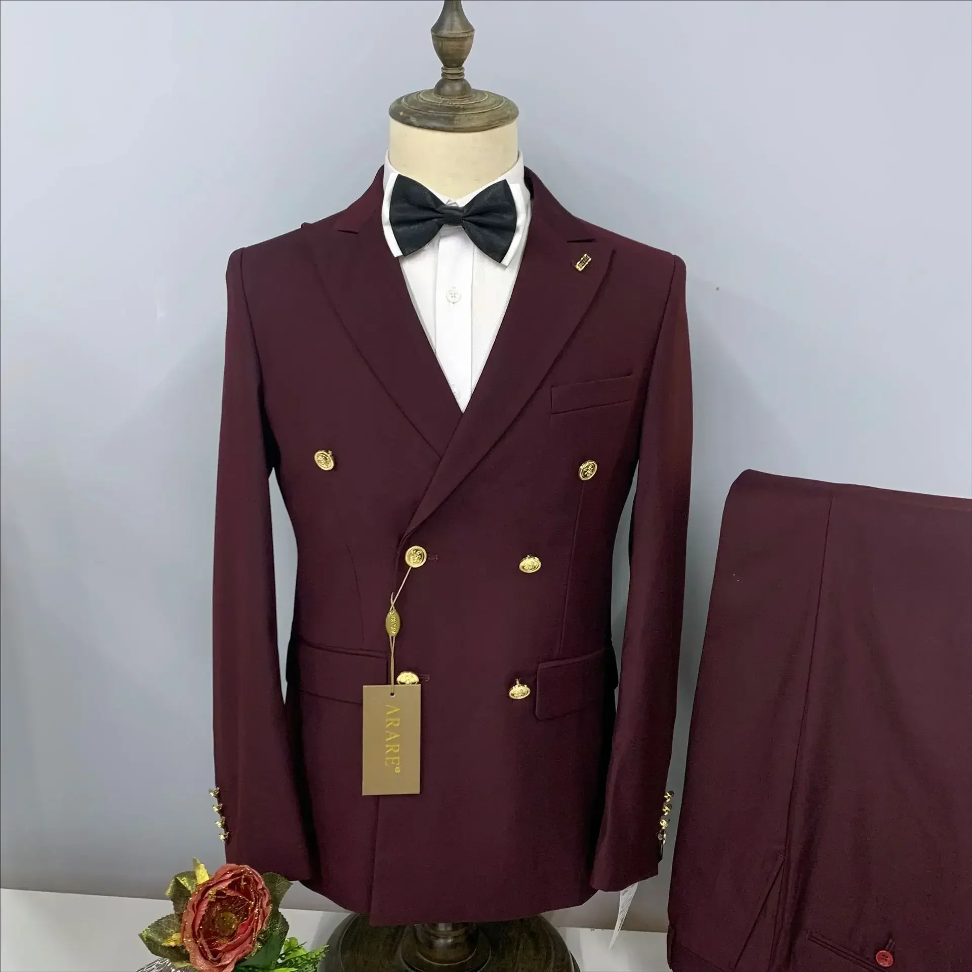 Suits For Men 2 Pieces Set Wedding Luxury Elegant Blazers Closure Collar Party Classic Full Jackets Pants Without Accessories
