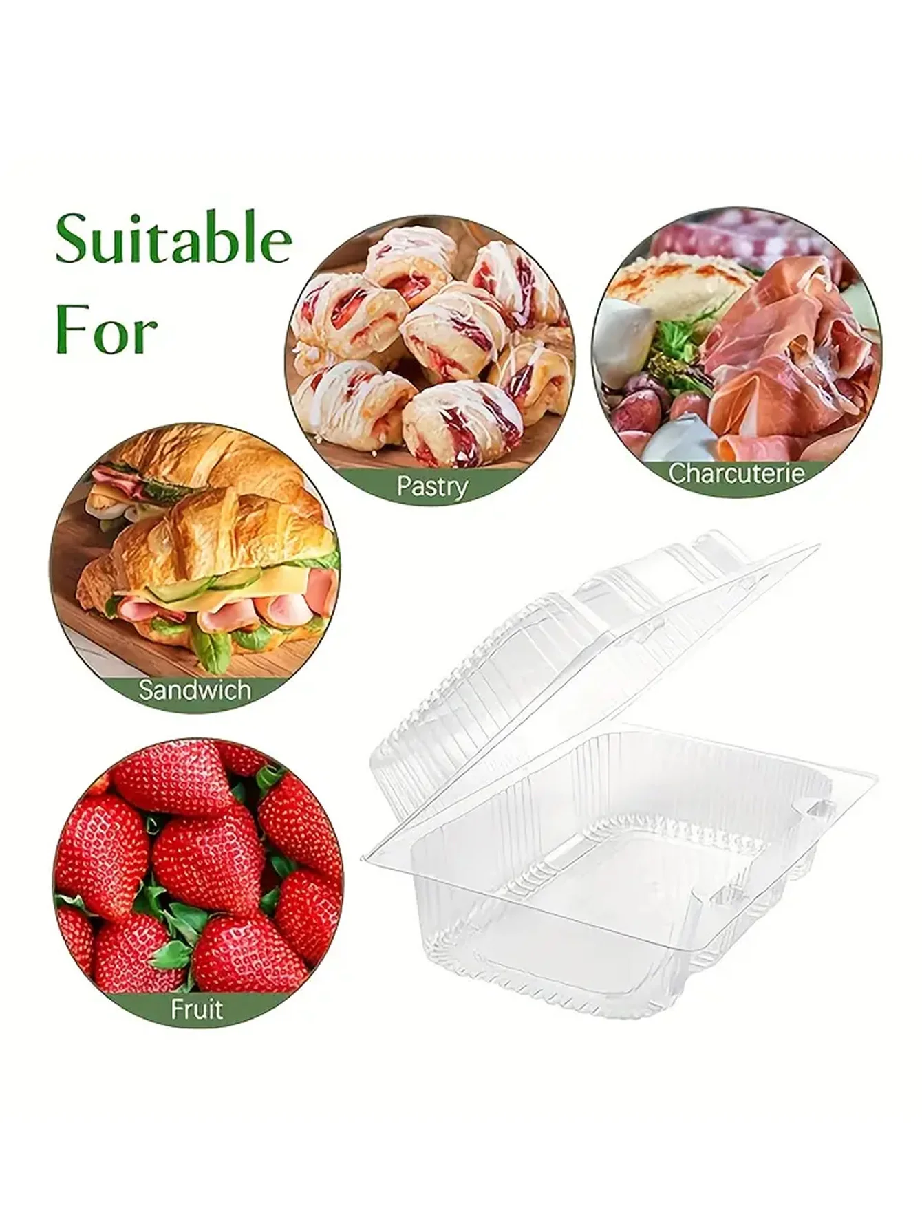 

25pcs7.2 × 4.9inch (about 18.5 × 12.5cm Takeaway Enclosure Container Dessert Cake Cookie Salad Pasta Sandwich Food Packaging Box