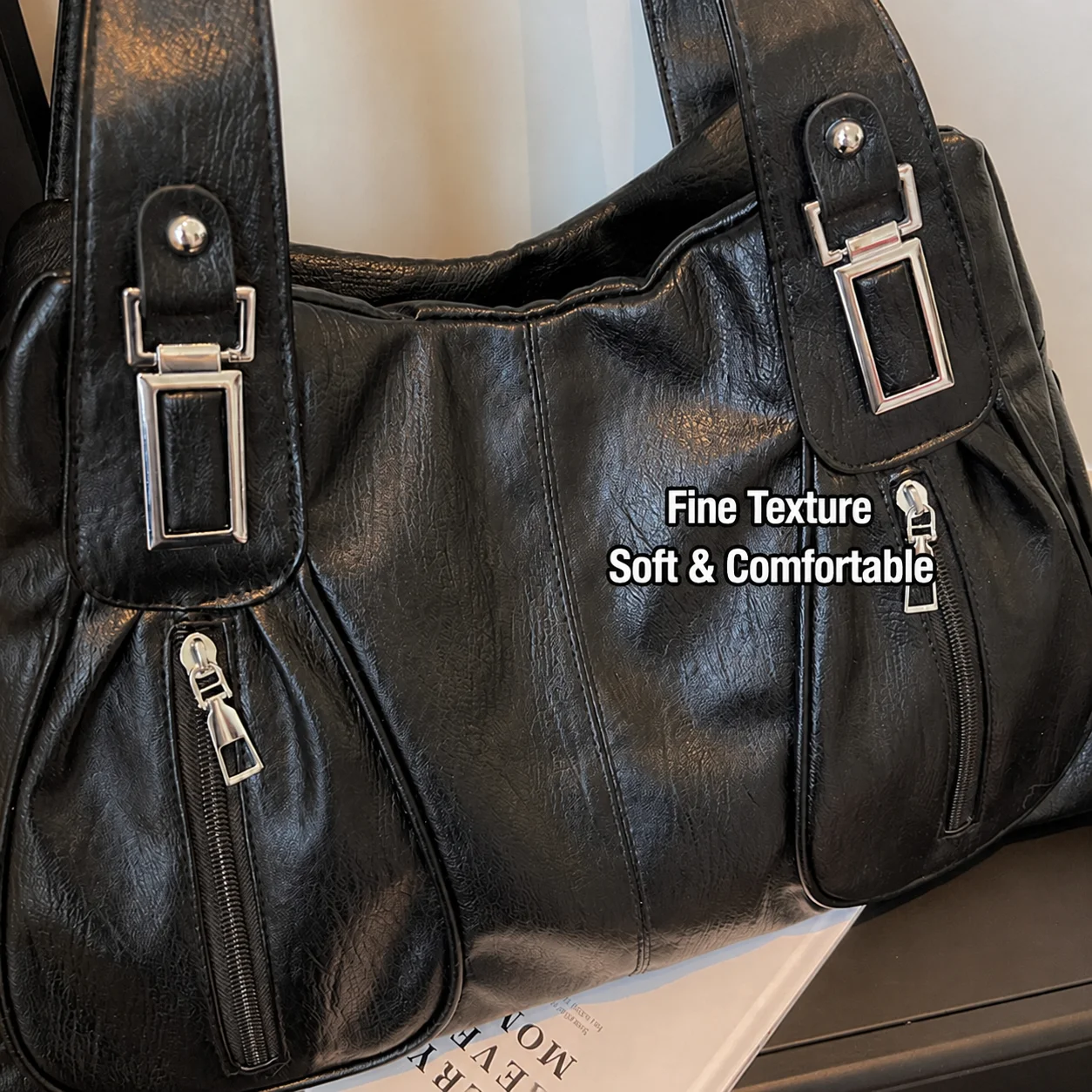 Solid PU Leather Handbags Large Capacity Vintage Shoulder Bags Women Designer French Style Casual Totes Fashion Female Packages