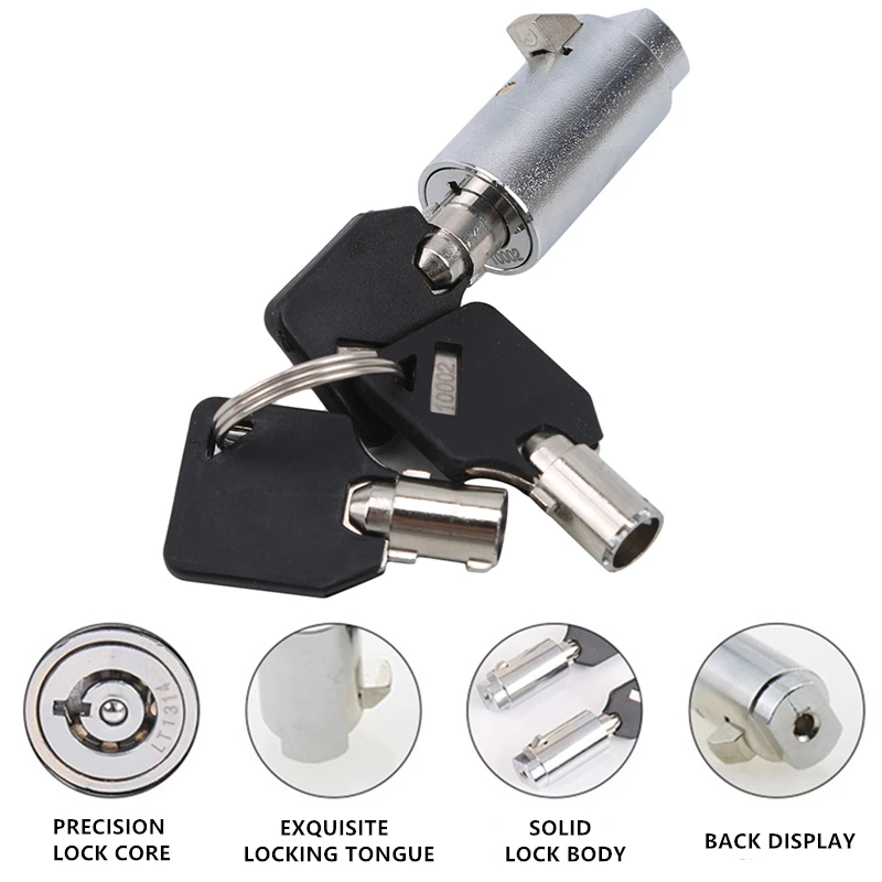 Zinc Alloy Lock Universal Size Key Vending Machine Cylinder Lock Tubular Key Industrial Cabinet Anti-pry Lock Core With 3 Keys