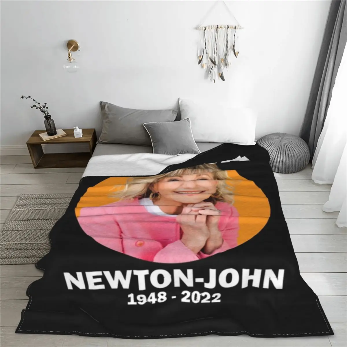 Olivia Newton John Knitted Blanket singer 70s 80s singer Flannel Throw Blanket Bedding Couch Decoration Lightweight Bedspreads