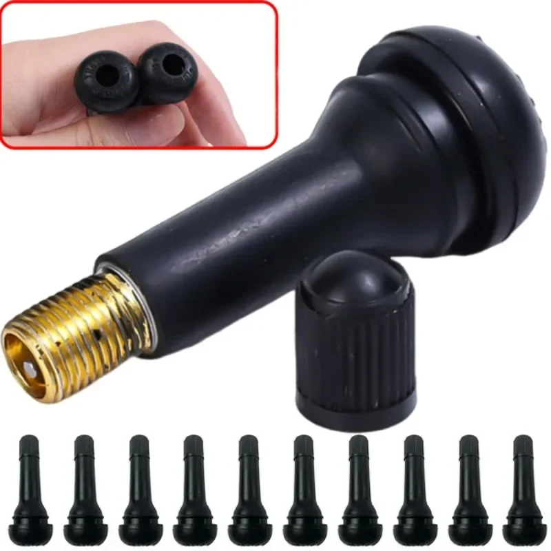 TR414 Tubeless Car Wheel Tire Valve Stems with Caps Tyre Rubber Valves with Dust Caps Black Rubber Valve Stems Accessories