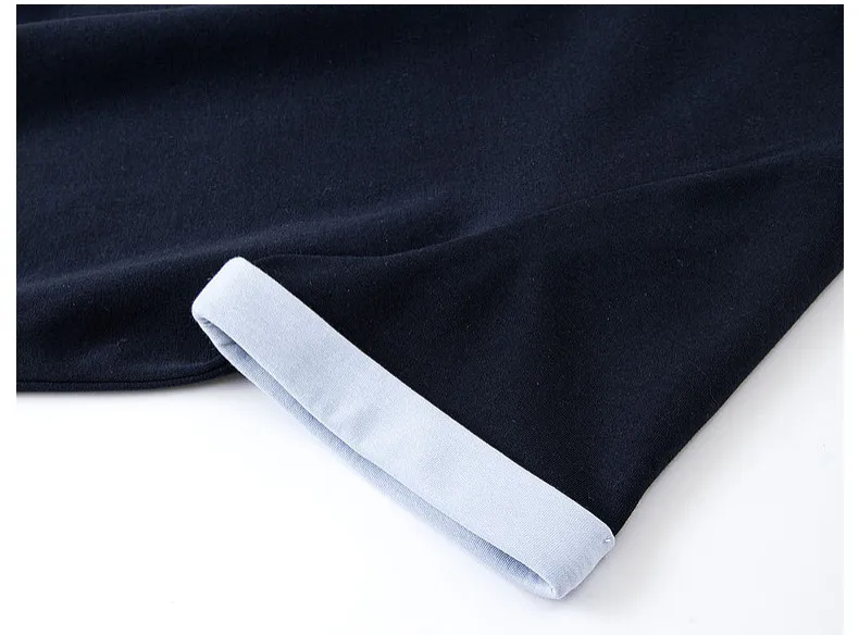 VIMLY Navy Casual Office Women's Suit 2026 Summer Contrast Folded Cuff Short Sleeve Tee Elastic Waist Straight Skirt Sets A6390