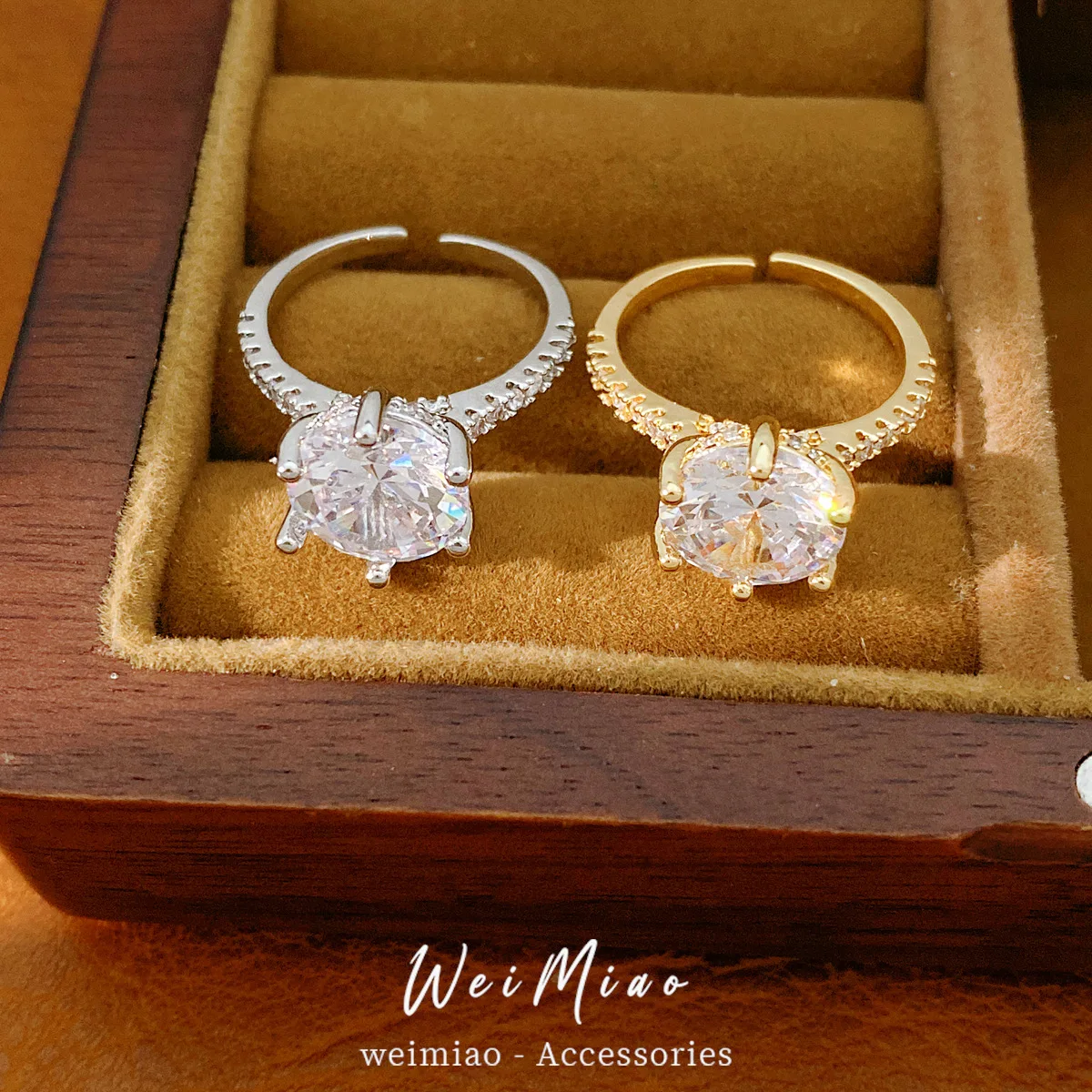 Classic Six Prong Solitaire Ring Dainty Pav Band Cushion Cut Cubic Zirconia Promise Rings Romantic Bride Wedding Jewelry