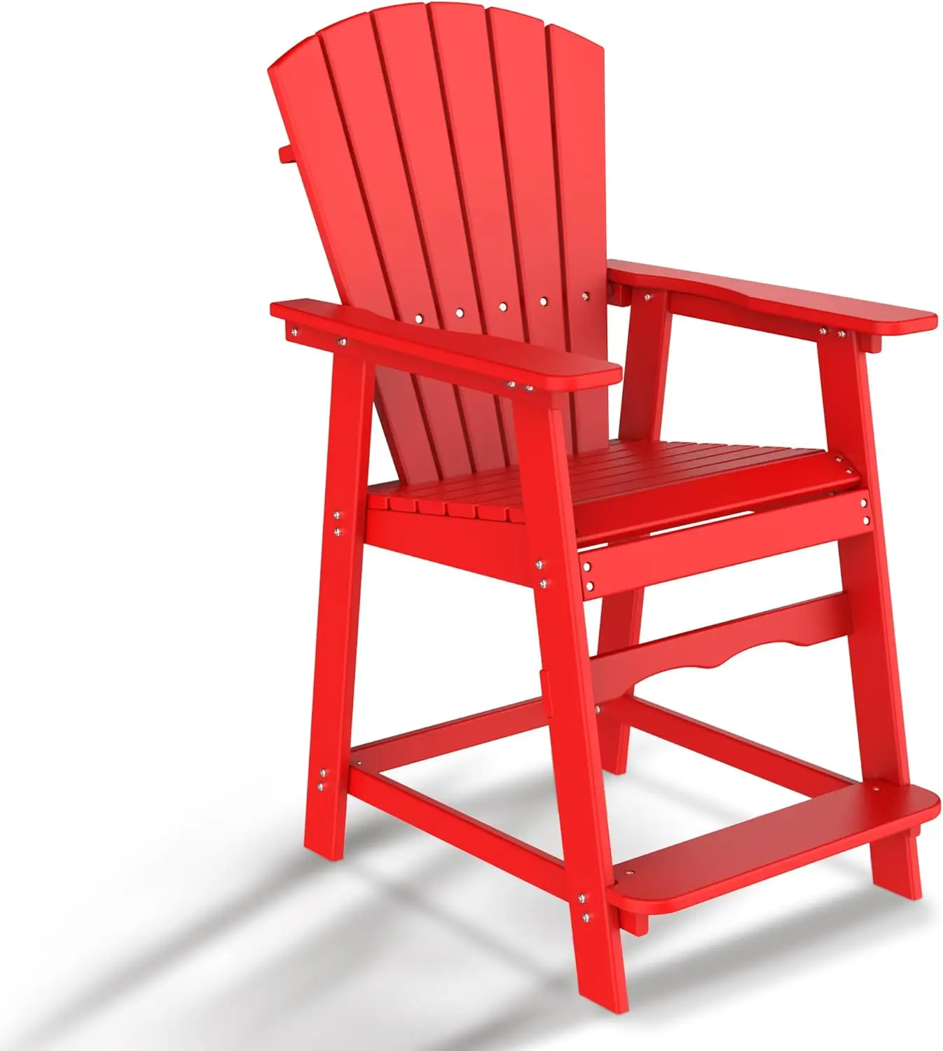 Tall Adirondack Chair, Hdpe Adirondack Chair With Footrest,Patio Bar Stools (Red, 1Pcs)