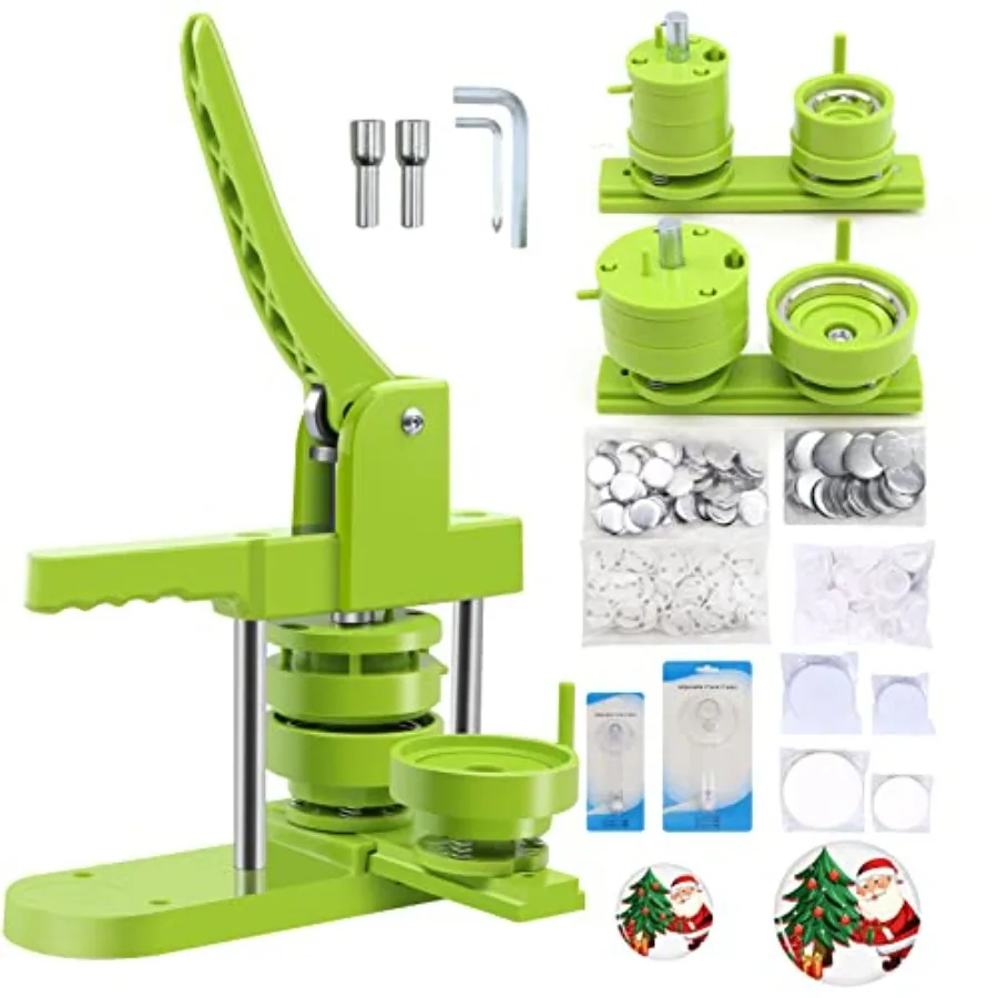 

Button Maker Machine - Multiple Sizes 1.25in+2.25in Kit for DIY Gifts Button Press Machine with Free 200PCS 32-58mm Supplies an